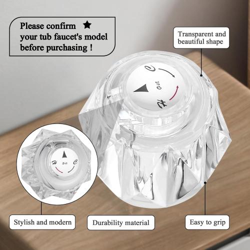 Faucet Handle Replacement Compatible with Delta Faucet RP2391 Single Clear Knob Handle Kit with Button and Set Screw, Acrylic