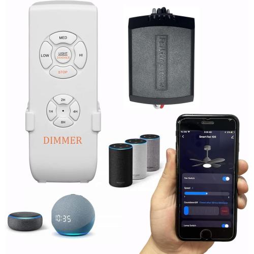 Universal Smart WiFi Ceiling Fan Remote Control Kit, Compatible with Alexa, Google Assistant and Smart Life App, No Hub Required DIMMER