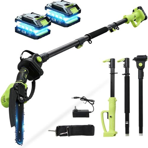 Electric Pole Chainsaw for Tree Trimming,8 Inch Battery Powered Pole Saw with Extension Pole,Lightweight Brushless Tree Trimmer for Branch Cutting,Limb Pruning,Yard Cleanup,Garden Maintenance Outdoor