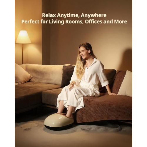 Shiatsu Foot Massager Machine with 3-Level Heat, Deep Kneading Therapy, Air Compression, Auto-off Timer, Remote Control, for Plantar Fasciitis, Neuropathy, Pain Relief, for Men Women Size up to 13