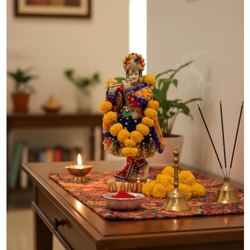 Size 11 eSplanade Hand-Carved God Kishan Krishna Murti Idol Statue Sculpture - 11 Inches - Resin
