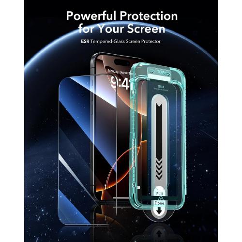 ESR 3 Pack for iPhone 16 Pro Screen Protector, FlawlessFit Tray