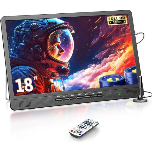 NORTHING 18 1080P Full HD Portable TV, Portable Entertainment System with HDMI Port for Your Favorite Smart Streaming or Gaming Device | Sleeping Timer, (TV No Built-in Battery)