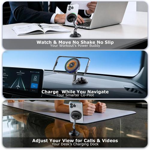 for 15W Magsafe Car Mount Charger, Magnetic Wireless Car Mount Charger with Vacuum 360°Adjustable Metal Head [120 LBS Strongest Suction], Cell Phone Holder for Your Car for iPhone 12–17 Series