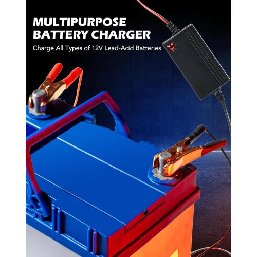 Orion Motor Tech 12V Battery Charger, Multipurpose Charger Power Bank for Charging Boats Motorcycles ATVs Riding Mowers, Car Battery Charger with Quick Charging & Power Indicator, 1PC