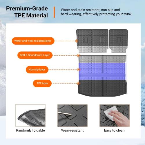 powoq Cargo Mat Compatible with 2015-2024 Ford Edge Cargo Liner Backrest Mat TPE Back Seat Protector (Only for 5-Seater) Replacement for 2015-2024 Ford Edge Accessories (Trunk Mat Backrest Mats)