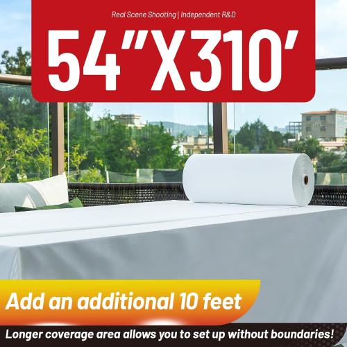 Plastic Table Cloth, 310 Ft X 54 in Disposable Tablecloth White Plastic Tablecloth with Any Cut Sliding Cutters Premium Table Cover Roll for Picnics, Parties, Birthdays, Weddings