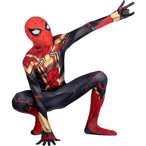 MARVEL Integrated Spider-Man Official Youth Deluxe Zentai Costume - Stretch Spandex with Hidden Zippers and Wrist Slits