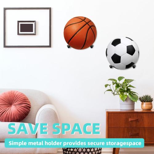 Metal Exercise Ball Holder Wall Mount(Set of 2),Black Yoga Ball Stand Holder,Stability Ball Holder for Yoga Balls in Home Gym or Studio