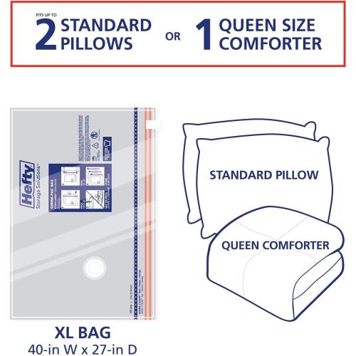Pack of 3 Size XL Hefty Shrink-Pak - 3 Extra Large Vacuum Storage Bags for Clothes, Pillows, Towels, or Blankets - Space Saver Vacuum Sealer Bags Ideal Under Bed Storage Solutions