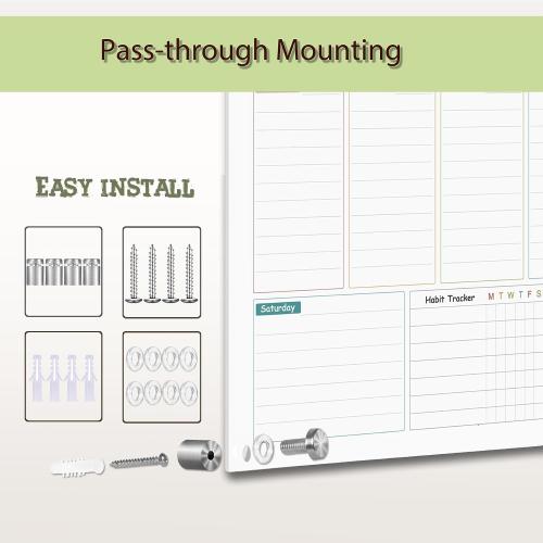 Glass Colorful Weekly Dry Erase Board for Wall,Weekly Planner Whiteboard for Wall 24x18,Frameless Mounting,Medium Weekly Wall Calendar Dry Erase for Office/School/Home