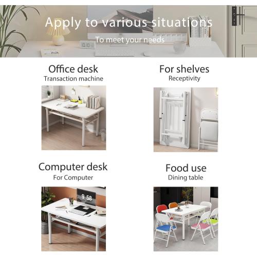 Foldable Desk,Small Folding Table for Small Space,2 Tier Folding Computer Table for Bedroom No Assembly 2ft 3ft.