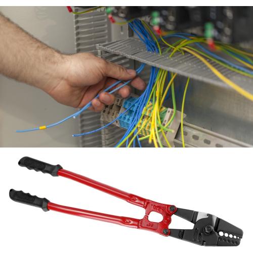 QWORK Hand Swager Crimper 24 Inch - Wire Rope Crimping Tool, 5 Cavity 1/16 3/32 1/8 5/32 3/16 Swaging Tool