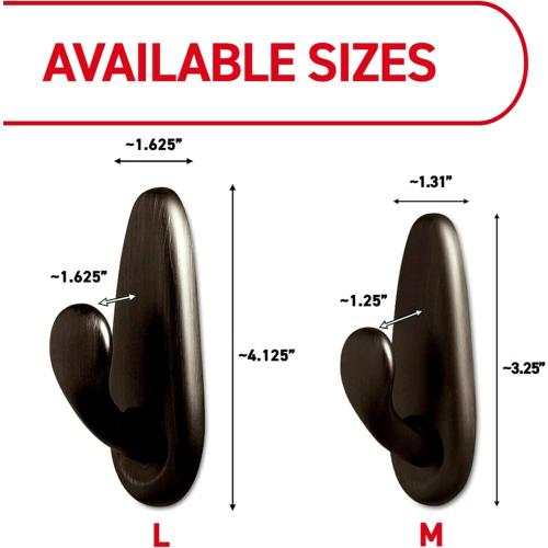 4 packs, Command 5 lb Large Brushed Nickel Metal Hooks, 2 Hooks and 4 Command Strips, Damage Free Coat Hooks with Adhesive Strips, Forever Classic Hooks for Hanging Home Decor and Room Decor