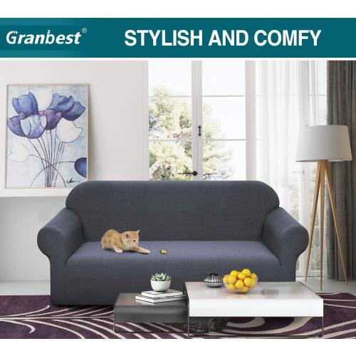 Granbest Premium Water Repellent Sofa Cover High Stretch Couch Slipcover Super Soft Fabric Couch Cover (Gray, Large)