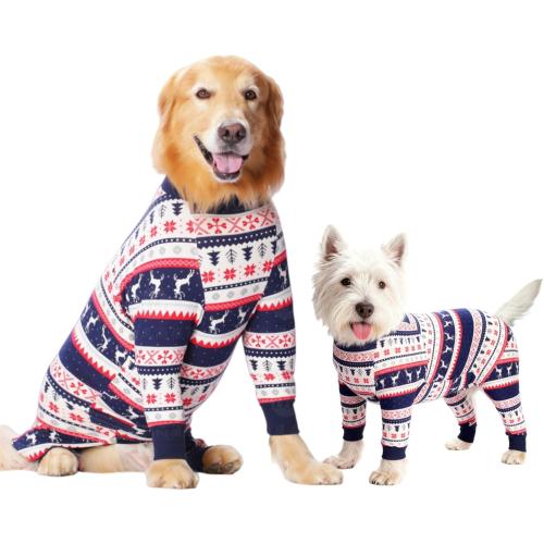 Dog Recovery Suit After Surgery Female Male, Medium Large Dog Neuter Shirt Cone Alternatives Prevent Licking Surgical Onesies (Christmas Blue, XL)