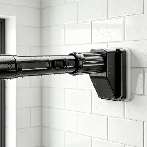 Umimile Tension Curtain Rod 75-102 Inch, Adjustable Shower Rod, Black | 1.26 heavy-duty rustproof steel, super grip diamond end caps stay securely. No-Drill. Fits bathroom, closet & windows.