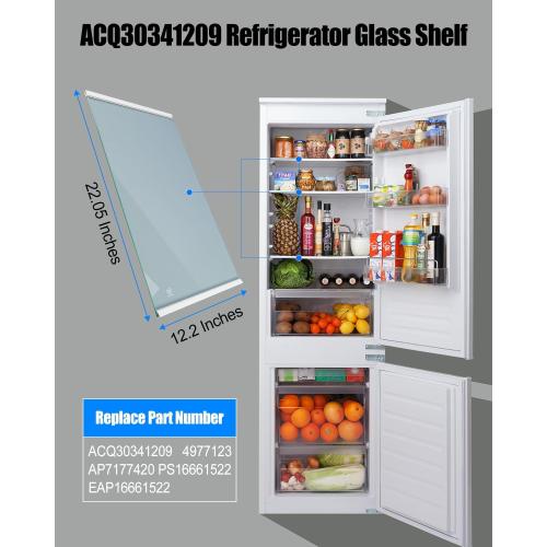 Upgraded ACQ30341209 Refrigerator Glass Shelf Fit for LG Refrigerator LRSXS2706W LRSXS2706B LRSXS2706S LRSXS2706V LRSXC2306V, Freezer Glass Shelf Relace 4977123 AP7177420 PS16661522 EAP16661522