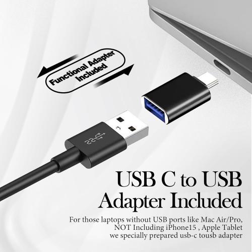 Computer Speakers for Desktop Pc, Monitor Speakers for Laptop,Pc Speakers with Loud Sound,Volume Control Easily Clamps to Monitors(USB-C to USB Adapter Included) (Black)