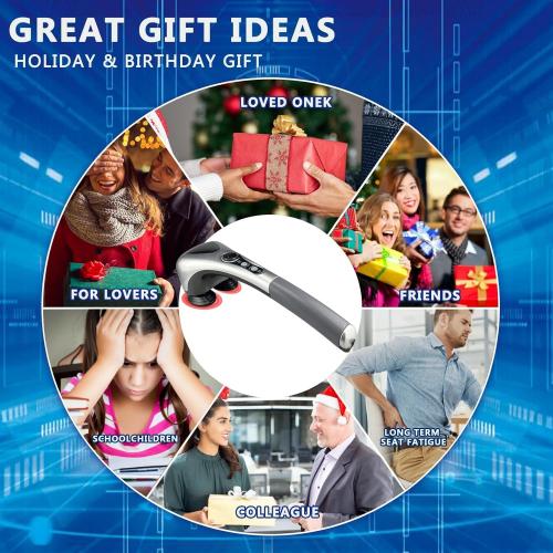 Electric Dual Head Heavy Hammer Massager, Handheld Neck and Back Massage, Heatable, for Deep Tissue Pain Relief, Restore Muscles in The Back, Shoulders, Legs, and Whole Body.