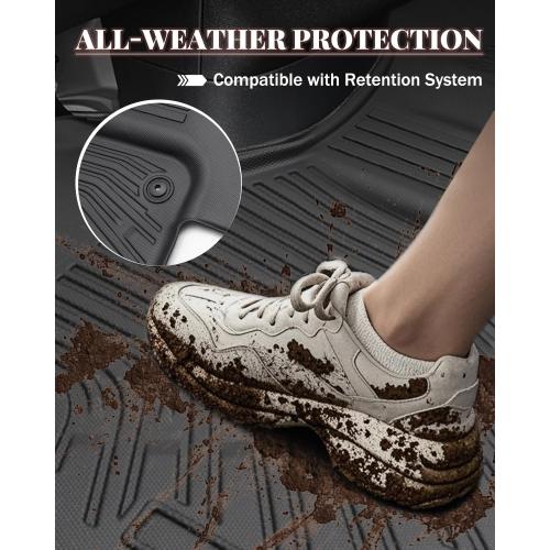 Icyhaws® Floor Mats for Mercedes Benz Sprinter 2500/3500 2019-2025 With 1st Row Bucket Seats, All-Weather TPE Rubber Car Mats, Driver & Passenger Floor Liners Accessories for Sprinter Cargo Van Models