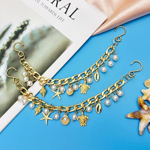 2Pcs Bling Ocean Shoe Chains for Girls Summer Sandals, Golden Turtles, Shells Shoe Charms for sandals, DIY Shoe Decoration Charms, Party Favor