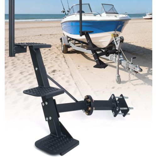 Boat Trailer Steps, Heavy Duty Trailer Winch Post Steps with Handle | Universal Fit for 3 x 3, 3.5 x 3.5, Non-Slip Surface, 450Lbs Capacity