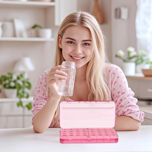 Zoksi Monthly Pill Organizer 1 Time a Day, 30 Day Pill Box Organizer Once a Day, One Month Large Pill Case for Travel, 31 Day Daily Medcine Container for Vitamins, Supplement & Medication ***PURPLE & SKY BLUE***