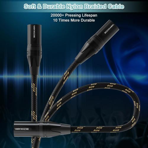 XLR to 1/4 inch(6.35mm) 25ft 2packs, XLR Male to 1/4 Male, TRS to XLR Cable, Quarter Inch Microphone Cable Nylon Braided