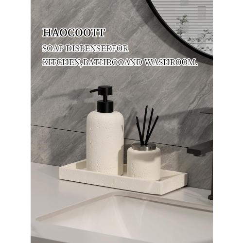 11oz 2 Pack Cream Soap Dispensers 340mL 11 OZ, 2 PCS Luxurious Hand Dish Lotion Shampoo Soap Dispenser Jar, Travertine Soap Pump Bottles for Kitchen Bathroom Countertop (Cream)