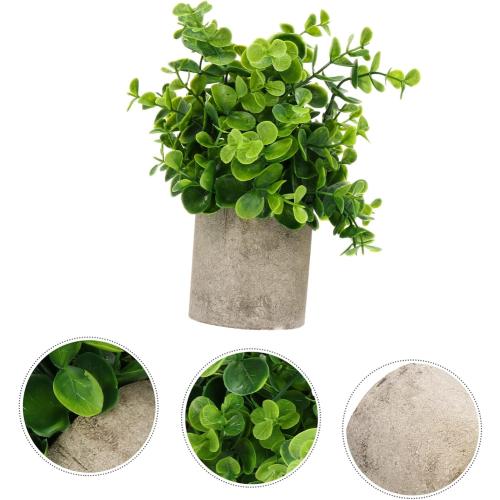 1Pc Realistic Faux Greenery Desktop Ornament Chic Potted Plant Decor for Home Office Decorative Adornment with Pulp Pot for Shelf Table Arrangement