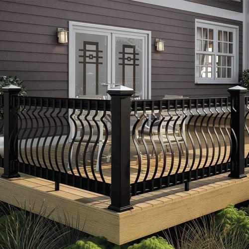 Deck Balusters 32-1/4 Inches Heavy Duty Iron Deck Balusters with Screws 51 Pack Metal Deck Spindles Balusters Iron Deck Spindles， Wave Arc Baluster for Outdoor Stair Deck Porch