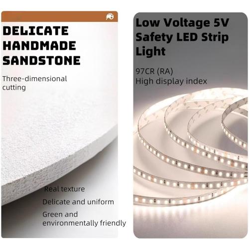 AICHENG 3D Sandstone Wall Art with Warm LED Lights 《Remote Control Switch》 - Modern Decorative Panel for Entryway, Living Room & Bedroom