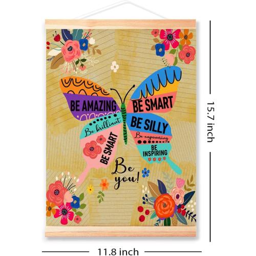 Littlefa Be Smart Be Amazing Posters Kids Positive Affirmations Posters for Classroom/School Counselor Office/Therapy Room, Mental Health Hanging Poster for Girls Room 16x12 In