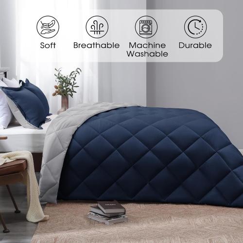 Basic Beyond Queen Comforter  - Navy Blue