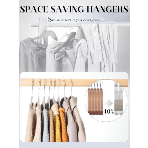 HOUSE DAY Plastic Hangers 50 Pack, Grey Plastic Clothes Hangers Non Slip with Rubber Grip, Heavy Duty Hanger with 360° Swivel Metal Hook, Ultra Thin Hangers Space Saving for Closet Organizer