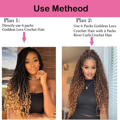 8 Packs New Goddess Locs Crochet Hair 22 Inch Copper Red River Faux Locs Crochet Hair Boho Crochet Braids for Black Women (22#T1B/350）