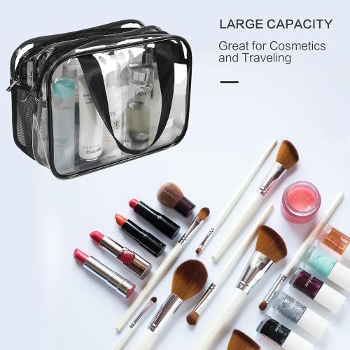Clear Toiletry Bag for Women Men, Portable Large Travel Makeup Bag, Waterproof & Draining Transparent Cosmetic Bag, Carry On Airport Airline Compliant Bag