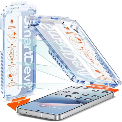 SMARTDEVIL [3 Pack for Samsung Galaxy S25 Ultra Screen Protector, Finger Print Reader Compatible, Fast & Easy Installation, Clear 9H Tempered Glass Film, Alignment Frame [Dust-Free & Bubble-Free]