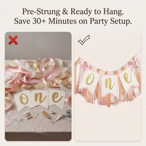 Pre - strung Pink Highchair Banner