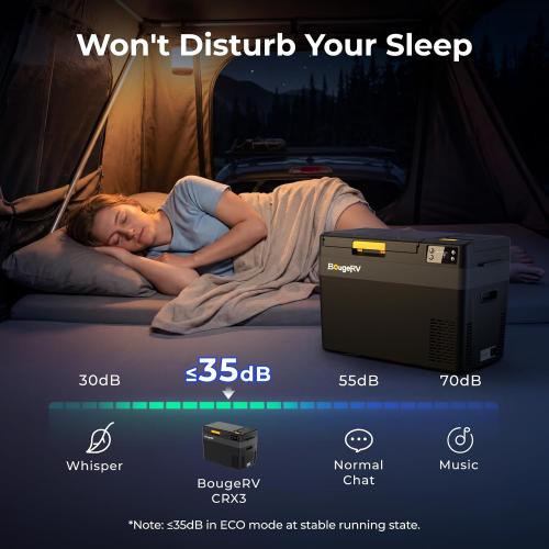 BougeRV Car Refrigerator with 240Wh LiFePO4 Battery, CRX3 30 Quart, -4℉~68℉ | Fast 12-Min Cool to 32℉, 35dB Low Noise, 12/24V DC 110V AC, Fridge or Freezer, 12v Cooler with Detachable Battery for Camping