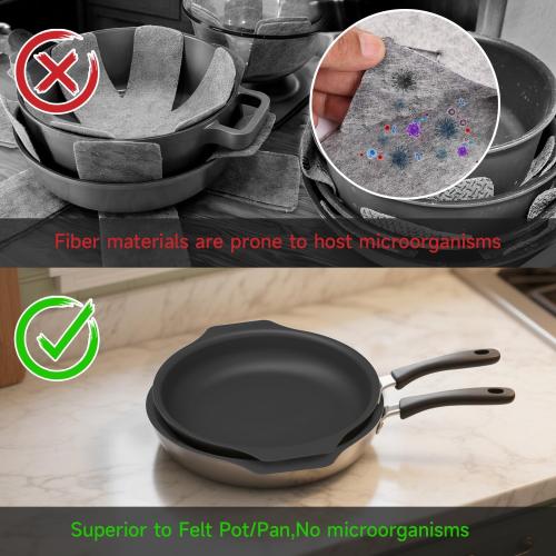 Silicone Pan Protectors & Separators for Stacking (10 & 12 Inch) - Non-Toxic, Heat-Resistant Pads | Dishwasher Safe, Durable Cookware Protector (Black, Mixed)