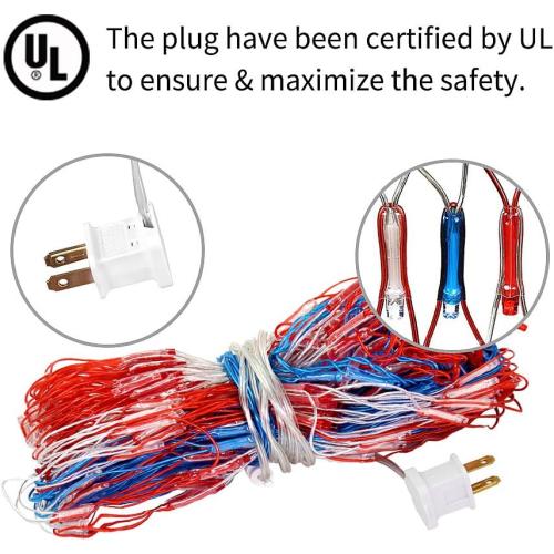 XTF2015 Led Flag Net Lights of The United States, Waterproof American Flag String Light for Christmas, Festival, Holiday, Independence Day, Memorial Day, Decoration, Garden, Yard, Indoor and Outdoor