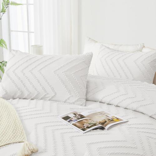 Andency White Twin/Twin XL Comforter Set, Twin Bed Comforter for College Dorm Girls Boys Kids Boho Soft Warm Cute Comforter, 2 Pieces Aesthetic Chevron Bohemian Bedding Set