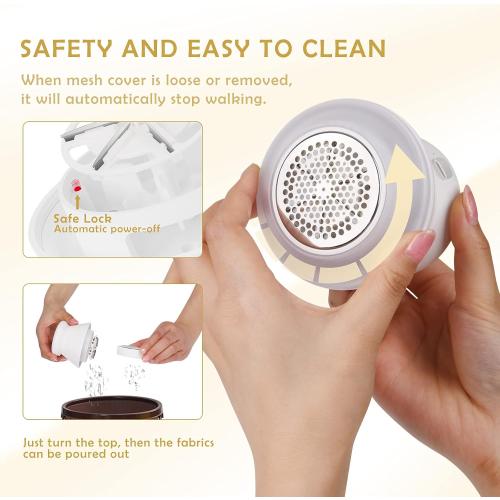 Scienbeauty Fabric Shaver Fuzz Remover Rechargeable, Electric Lint Remover with Light, Sweater Shaver with Stainless Steel 6-Blades, Dual Protection for Fuzz, Lint, Pills, Bobbles Removing