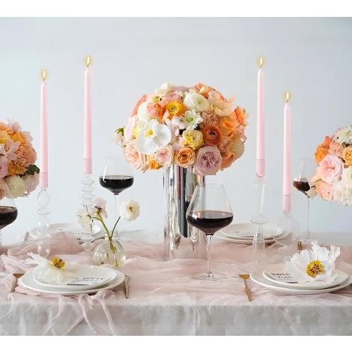 10 Inch Pale-Pink Taper Candles for Home Decoration, 10 Pack Unscented Candlesticks for Dinner Wedding Party, Smokeless and Dripless Candle Sticks