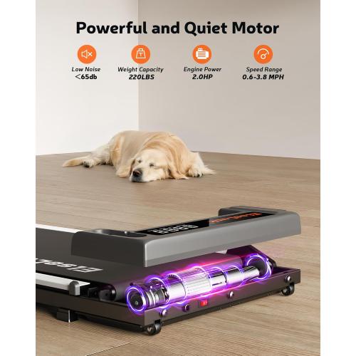 Walking Pad Treadmill, Under Desk Treadmill for Home and Office with Remote Control, Portable 2.5 HP Walking Jogging Running Machine in LED Display