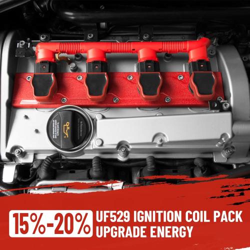 Ignition Coil Packs UF529 & Spark Plugs Set of 4,Compatible with Audi Volkswagen VW 2005-2016 A3 A4 A5 R8 A6 A7 Q7 S4 TT 2006-2016 Jetta MK5 MK6 GTI Rabbit Golf Passat CC Tiguan,OE Replace C1631 UF575