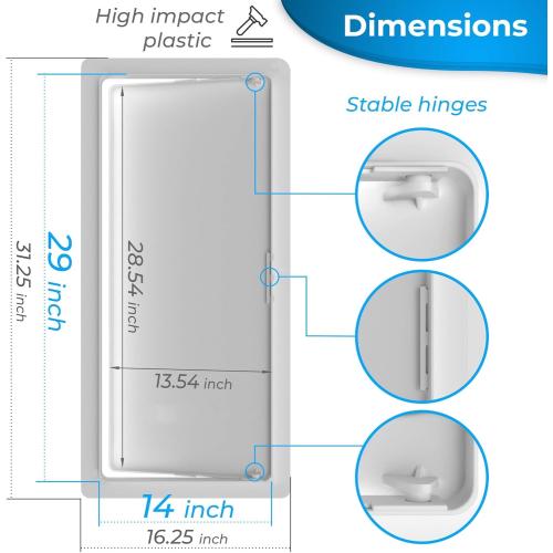 Size 14x29 Color White Access Panel for Drywall - 14 x 29 inch - Wall Hole Cover - Access Door - Plumbing Access Panel for Drywall - Heavy Durable Plastic White