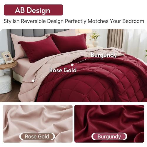 Comforter , Reversible Bed in a Bag All Season Beddingwith Comforter,